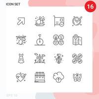 conjunto de pictogramas de 16 esquemas simples de computadoras de reconocimiento de alimentos aceptar elementos de diseño vectorial editables vector