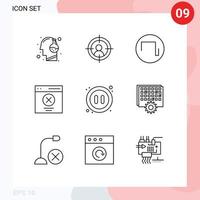 Outline Pack of 9 Universal Symbols of multimedia user sound message error Editable Vector Design Elements