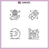 Pack of 4 Modern Filledline Flat Colors Signs and Symbols for Web Print Media such as hand form network travel medicine Editable Vector Design Elements