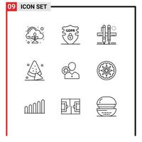 Modern Set of 9 Outlines and symbols such as efficiency drink stationary food drawing Editable Vector Design Elements