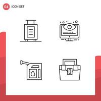 4 iconos creativos signos y símbolos modernos de opciones de configuración de gas de bolsa estación elementos de diseño vectorial editables vector