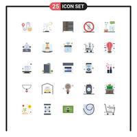 25 Universal Flat Color Signs Symbols of chemical equipment no straw food and Editable Vector Design Elements