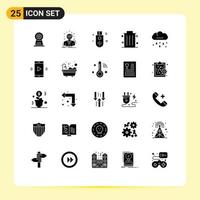 Pack of 25 Modern Solid Glyphs Signs and Symbols for Web Print Media such as cloud dustbin business man business stick Editable Vector Design Elements