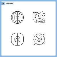 Stock Vector Icon Pack of 4 Line Signs and Symbols for drink atom melon discount cell Editable Vector Design Elements