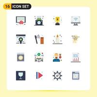 Pictogram Set of 16 Simple Flat Colors of web smart cup screen electronics Editable Pack of Creative Vector Design Elements