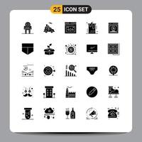 25 Universal Solid Glyph Signs Symbols of comparing wedding error party cake Editable Vector Design Elements