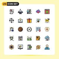 Paquete de color plano de 25 líneas llenas de interfaz de usuario de signos y símbolos modernos de conexión de señal de usuario web de descarga elementos de diseño vectorial editables vector