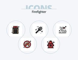 Firefighter Line Filled Icon Pack 5 Icon Design. firefighter. emergency. alert. call. hydrant vector