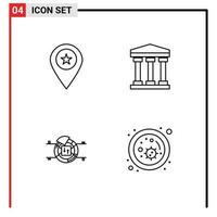 User Interface Pack of 4 Basic Filledline Flat Colors of star chart marker bank percentage Editable Vector Design Elements
