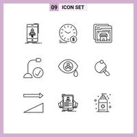 Modern Set of 9 Outlines and symbols such as gadget connected wallclock computers shop Editable Vector Design Elements
