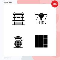 Mobile Interface Solid Glyph Set of Pictograms of chair online waiting direct metal laser sintering grid Editable Vector Design Elements