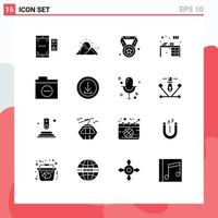 Set of 16 Modern UI Icons Symbols Signs for home desk mountain table champion Editable Vector Design Elements