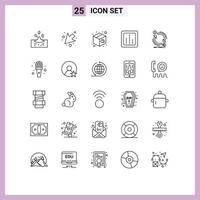 Universal Icon Symbols Group of 25 Modern Lines of currency statistics goods report chart Editable Vector Design Elements