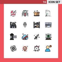 Set of 16 Modern UI Icons Symbols Signs for find document gas analysis food Editable Creative Vector Design Elements