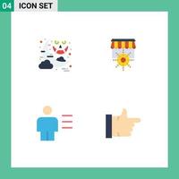 Set of 4 Commercial Flat Icons pack for halloween avatar ghost goal details Editable Vector Design Elements