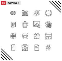 Pictogram Set of 16 Simple Outlines of layout book maintenance user interface Editable Vector Design Elements