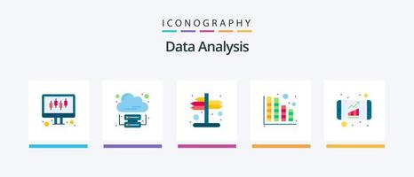 Data Analysis Flat 5 Icon Pack Including chart. technology. indicator. graph. database. Creative Icons Design vector