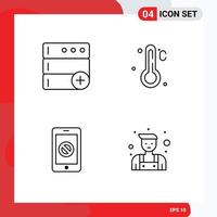 Stock Vector Icon Pack of 4 Line Signs and Symbols for base no temperature mobile handyman Editable Vector Design Elements