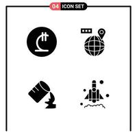 Universal Icon Symbols Group of 4 Modern Solid Glyphs of lari water georgian navigation launch Editable Vector Design Elements