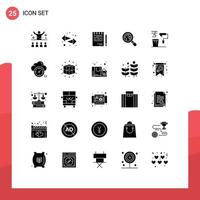 Modern Set of 25 Solid Glyphs Pictograph of brush lost right ecommerce list Editable Vector Design Elements