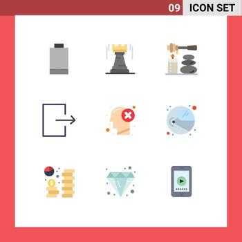 9 User Interface Flat Color Pack of modern Signs and Symbols of head brain massages send arrow Editable Vector Design Elements