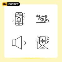 Stock Vector Icon Pack of 4 Line Signs and Symbols for app sound user forecast volume Editable Vector Design Elements