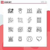 Set of 16 Modern UI Icons Symbols Signs for wedding couple interface wifi internet of things Editable Vector Design Elements