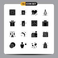 16 Universal Solid Glyph Signs Symbols of refinement measure creative design heart Editable Vector Design Elements