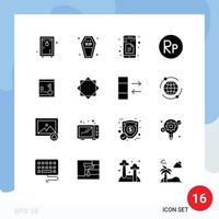 Group of 16 Modern Solid Glyphs Set for locker rupiah halloween indonesian app Editable Vector Design Elements