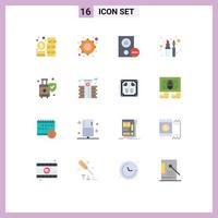 Set of 16 Vector Flat Colors on Grid for insurance liner computers eye remove Editable Pack of Creative Vector Design Elements