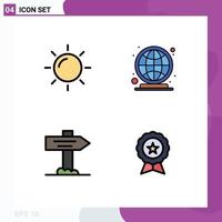 Set of 4 Vector Filledline Flat Colors on Grid for day pointer earth market place ecommerce Editable Vector Design Elements