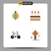 conjunto de 4 iconos de interfaz de usuario modernos símbolos signos para el éxito bicicleta graduado evento deporte elementos de diseño vectorial editables