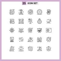 25 iconos creativos signos y símbolos modernos de bolsa pastel de calabaza torre pastel panadería elementos de diseño vectorial editables vector