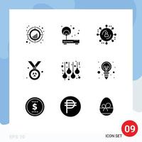 User Interface Pack of 9 Basic Solid Glyphs of balls ireland point madel marketing network Editable Vector Design Elements