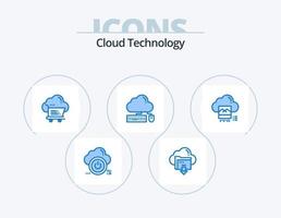 Cloud Technology Blue Icon Pack 5 Icon Design. mouse. computing. cloud. trolley. cart vector