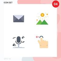 4 Universal Flat Icons Set for Web and Mobile Applications email microphone sms weather finger Editable Vector Design Elements