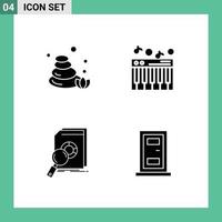 Pack of 4 creative Solid Glyphs of stones market music analysis construction Editable Vector Design Elements