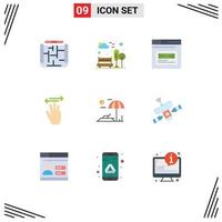 Mobile Interface Flat Color Set of 9 Pictograms of right up internet hand cursor design Editable Vector Design Elements