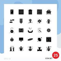 Modern Set of 25 Solid Glyphs and symbols such as web interface dry communication trash Editable Vector Design Elements