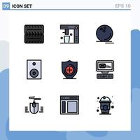 Pictogram Set of 9 Simple Filledline Flat Colors of medical speaker game products devices Editable Vector Design Elements