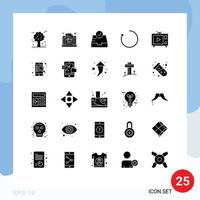 25 Solid Glyph concept for Websites Mobile and Apps find film check tv clockwise Editable Vector Design Elements