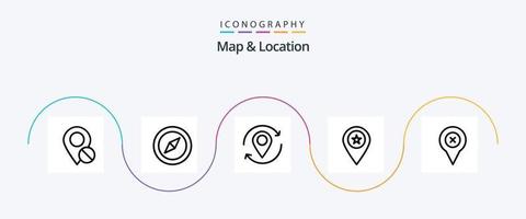 paquete de iconos de mapa y línea de ubicación 5 que incluye pin. mapa. flecha. localización. alfiler vector