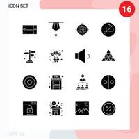 User Interface Pack of 16 Basic Solid Glyphs of sign direction plain smoking connected Editable Vector Design Elements