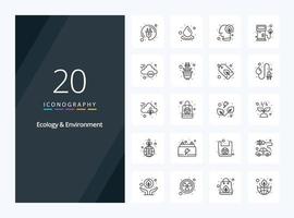 20 Ecology And Environment Outline icon for presentation vector