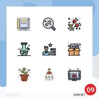 Stock Vector Icon Pack of 9 Line Signs and Symbols for magnifier find job autumn potion demo flask Editable Vector Design Elements