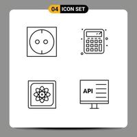 conjunto de 4 colores planos de línea de llenado vectorial en la cuadrícula para calcular el futuro eléctrico elementos de diseño vectorial editables de codificación de computadora vector