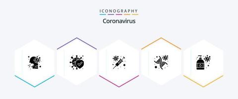 paquete de iconos de 25 glifos de coronavirus que incluye manicura. hebra. gripe. genómico adn vector