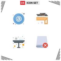 4 Universal Flat Icon Signs Symbols of address breakfast email height food Editable Vector Design Elements