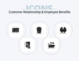 Customer Relationship And Employee Benefits Glyph Icon Pack 5 Icon Design. snack. theater. hospital. popcorn. writing vector