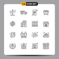 Stock Vector Icon Pack of 16 Line Signs and Symbols for connect globe text water cleaning Editable Vector Design Elements